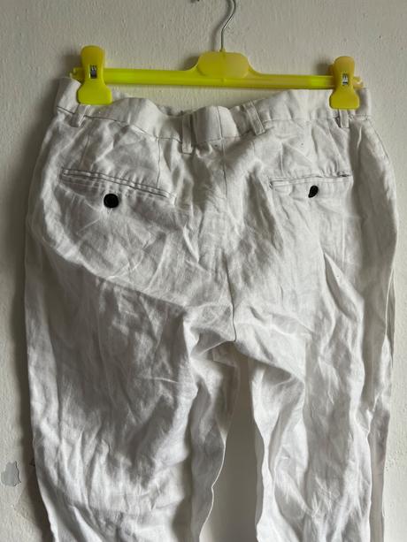 Lanove nohavice biele  krasne sedia na postave, h&m,m