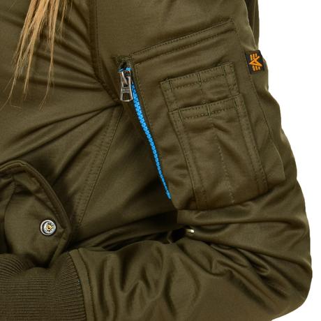 Alpha industries bombera s azurovo modrym zipsom, xs