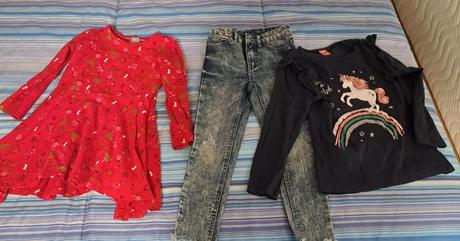 Dievčenský balík oblečenia 104-122 s aktovkou, 104–116