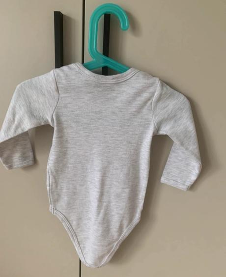 Sivé  bavlnené body s dlhým rukávom, 74