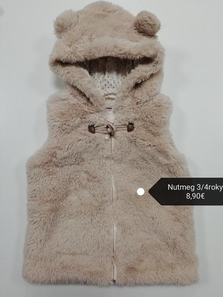 Kožušinová vesta s kapucou, nutmeg,104