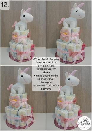 Plienková torta jednorožec,