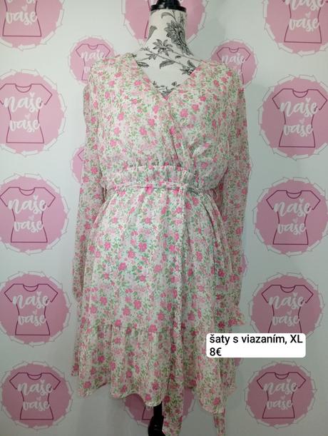 Kvietkované jemne šaty s viazaním, xl