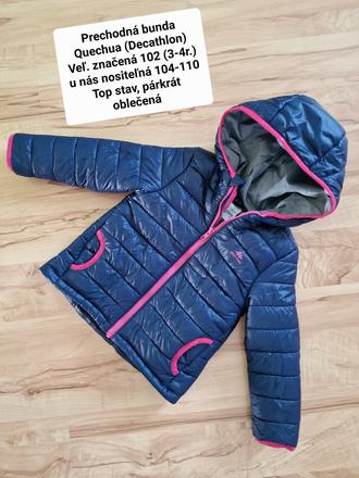 Prechodná vatovaná bunda veľ. 102 decathlon, quechua,104