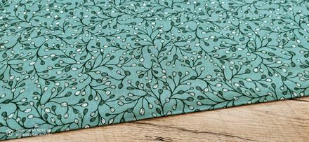 Bavlna režná -púčiky na zelenom- cena za 10 centi,