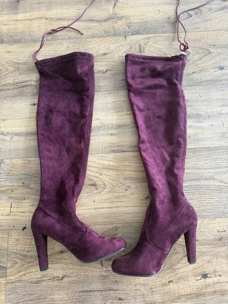 Bordove čižmy nad kolena, 37