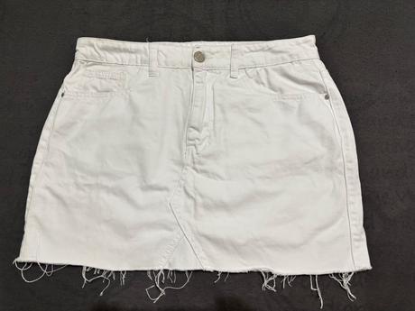 Riflová biela sukňa, l