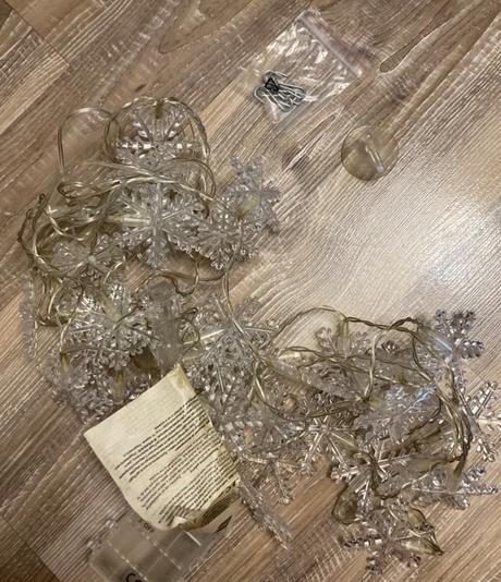 Vianočné svetielka záves s vločkami, 