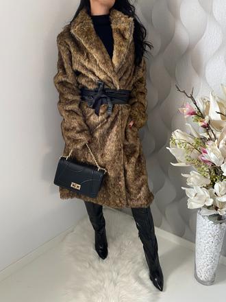 Dlhý žíhaný kožuch, xl