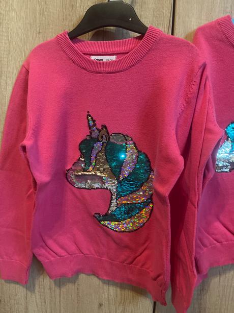 Pulóver s trblietavým jednorožcom, 128