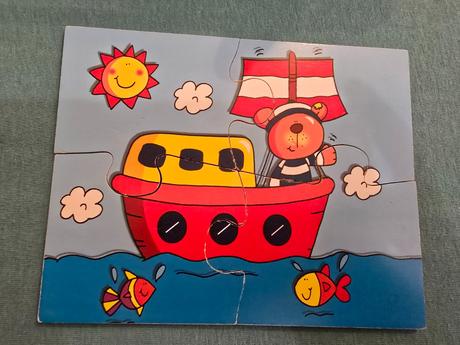 Drevené puzzle macko,