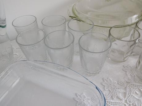 Jenské sklo, poháre sklenené+karafa, poháre na čaj,