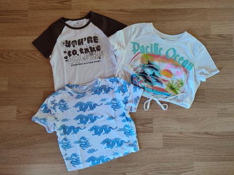 Tri tričká 146/152 - cena spolu, h&m,146