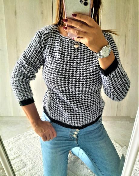 Čiernobiely mäkkučký svetrík-m, m