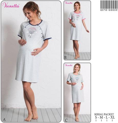 Materská nočná košeľa na kojenie bavlnená, vienetta secret,l - xxxl