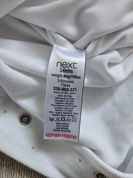 Biele dupačky pyžmko next 68, next,68