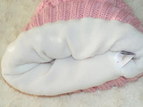 Teplá ružová čiapka s brmbolcom, c&a,140