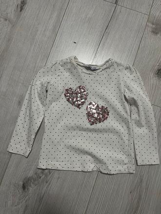 Biely bodkovaný dlhorukávový top, mayoral,98