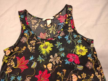 Dámsky čierny kvetinový top, h&m, xs, s, h&m,xs