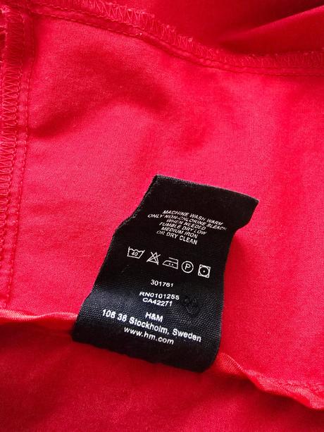 Červená košeľa s 3/4 rukávom a zapínaním na gombík, h&m,xs