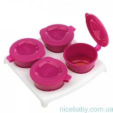 4 nádobky na detské pokrmy s vrchnákmi 6m+ tommee,