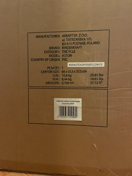 Predám kinderkraft trojkolka aston grey, kinderkraft