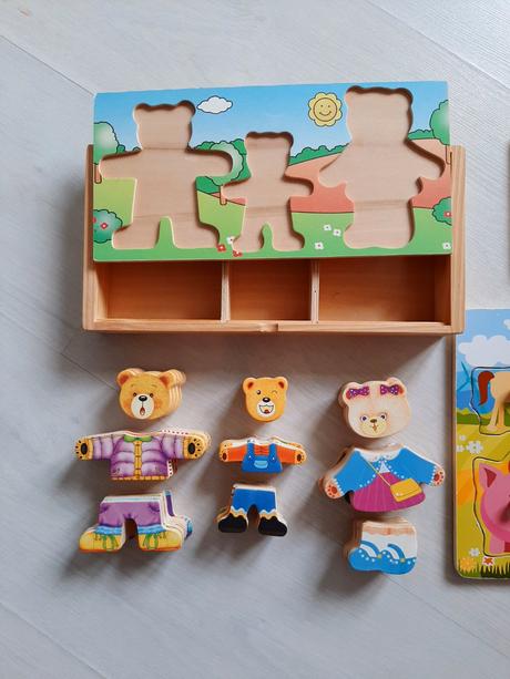 3x vkladacky, drevenne puzzle, 
