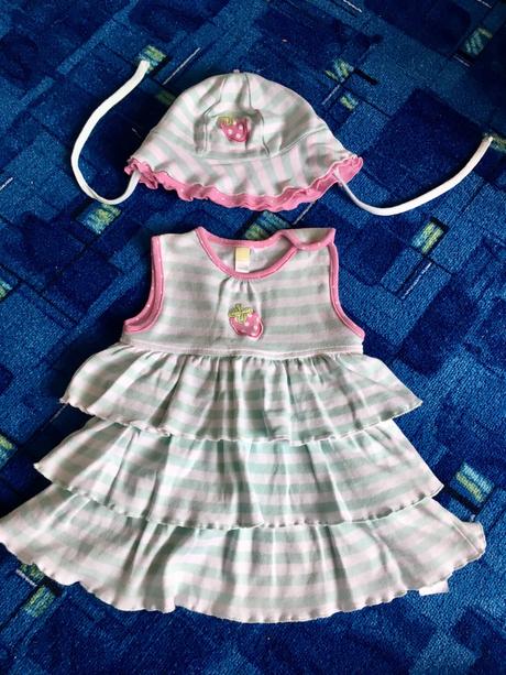 Pásikavé šatičky s klobučikom 74/80, coolclub,74