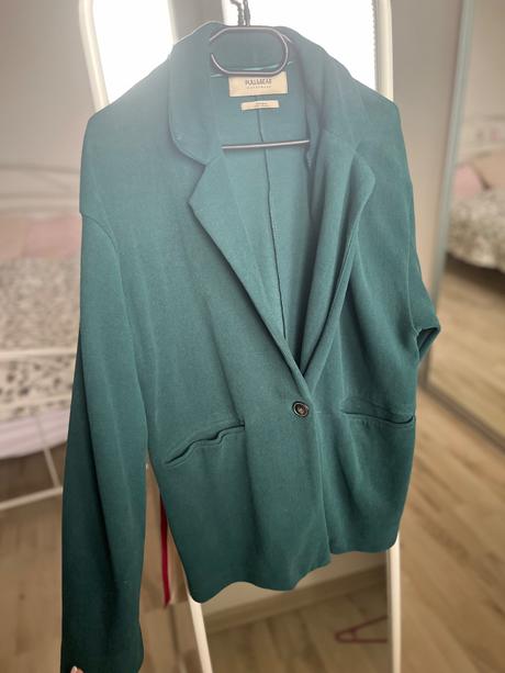 Zeleny tenky kabat sako volny strih na gombik, pull&bear,s