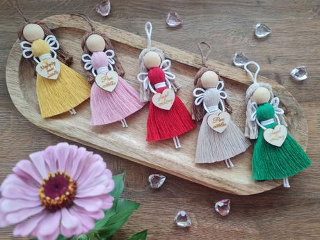 Makrame anjel, kľúčenka,