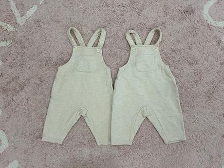 Béžové nohavice s vreckom a s trakmi, 62