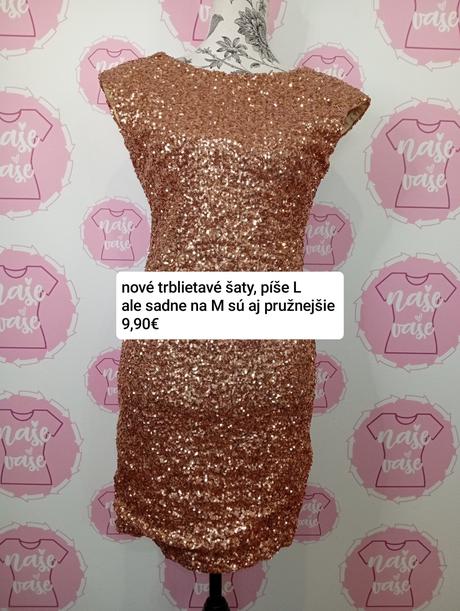 Krásne trblietavé nové šaty m/l, 38 / 40 / l / m