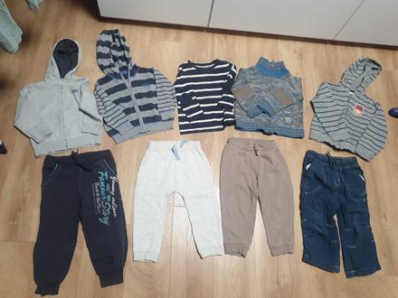 4x mikiny s kapucnou+4xteplakove nohavice+tricko, h&m,92