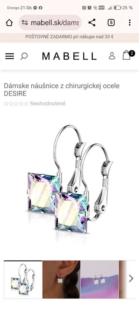 Náušnice chirurgická oceľ, menivé kamienky, 