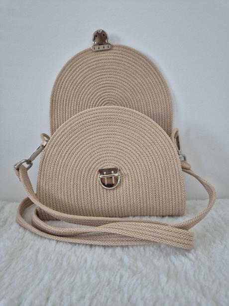 Handmade béžová kabelka 2 v 1,