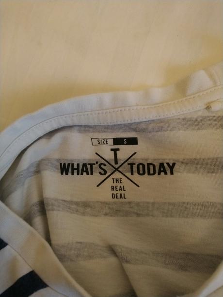 Dámsky pásikavý modro biely top, nápis, today, s, s