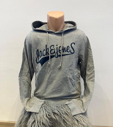Pánska mikina sivá s kapucňou jack&jones (s), s