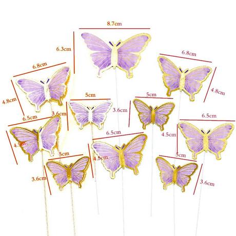 Tortový zápich motýle zlaté (10ks) -skladom,tz-248, 