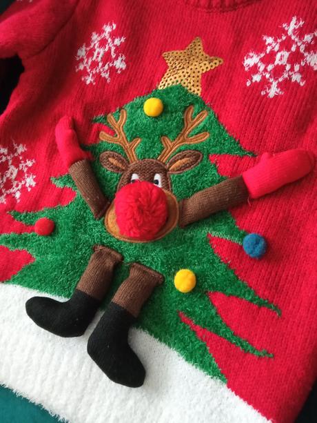 Vianočný sveter svetrík sob stromček, f&f,86