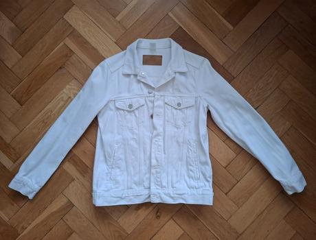 Bunda riflová biela, denim,36