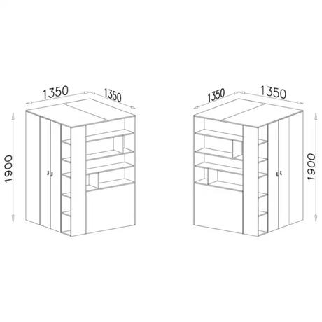 Rohová šatníková skriňa ako nová, 