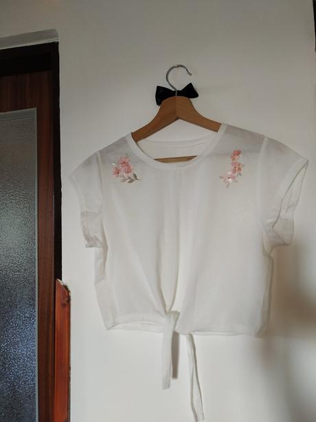 Crop tričko s viazaním, m