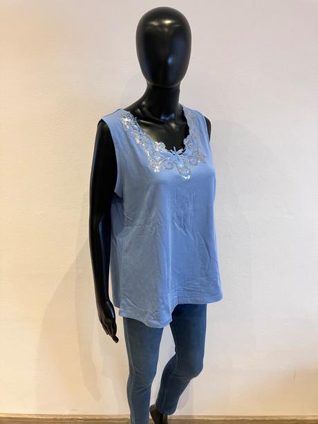 Dámske modré tričko s flitrami veľk.44-46, bonprix,xxl