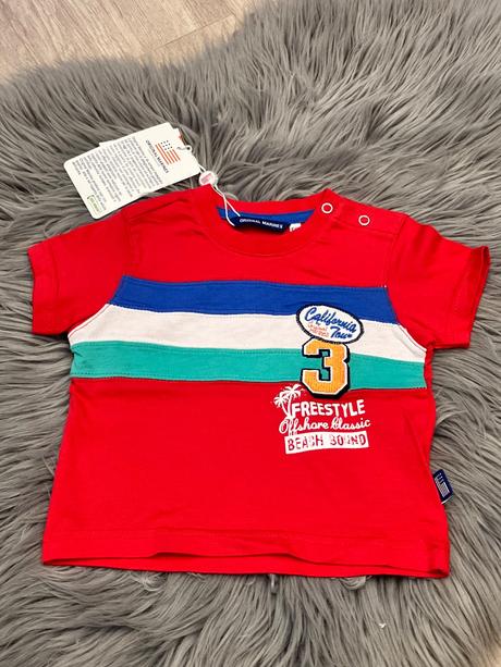 Chlapčenské pásikavé tričko červené (6-9mes.), original marines,68 / 74