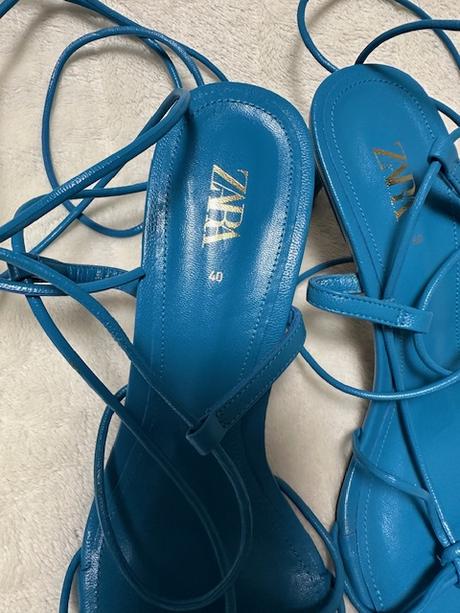 Krásne modré sandálky na šnurovanie zn. zara, zara,39 / 40