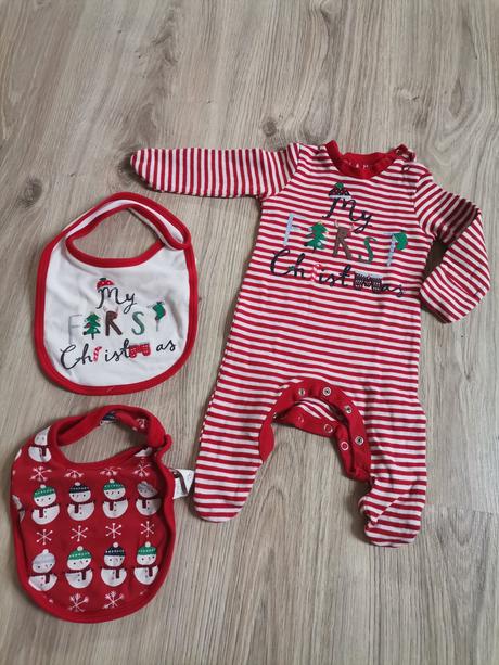 Vianočné dupačky + 2 podbradníky, f&f,56