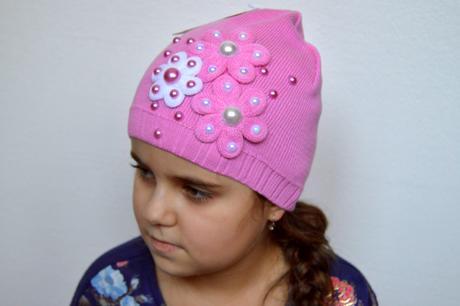 Háčkovaná čiapočka s kvetom, 80 - 158