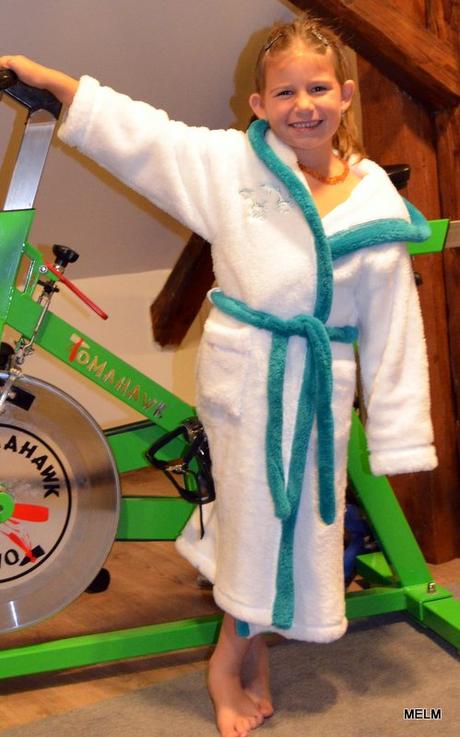 Detský župan melm biely s tyrkysovým lemom, 74 - 104