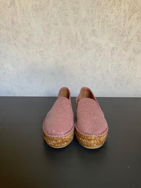 Gaimo ružové espadrilky flitrovane na platforme, 36