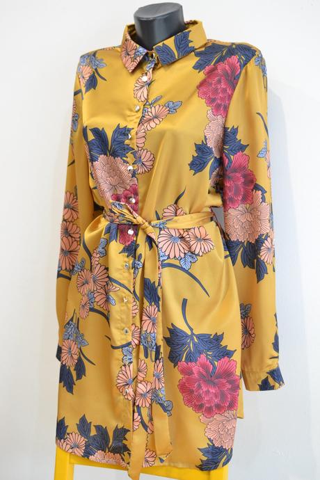 Okrové kvetinové šaty xl/42, 42